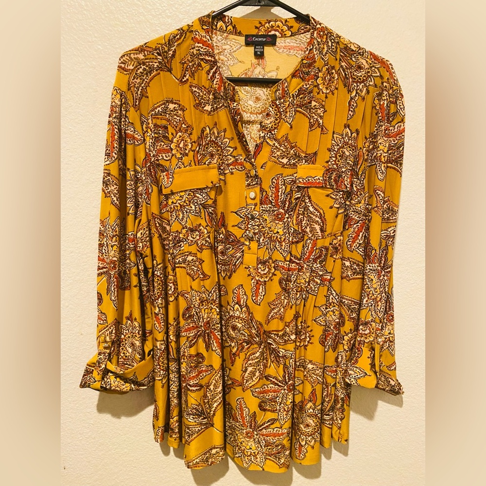 Cocomo Mustard Floral Blouse